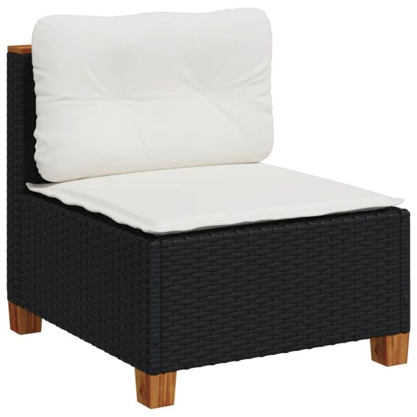 Градински комплект диван с възглавници 10 части черен полиратан