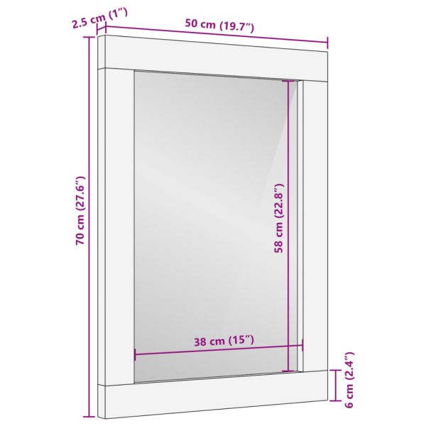 Огледало за баня 50x70x2,5 см мангово дърво масив и стъкло