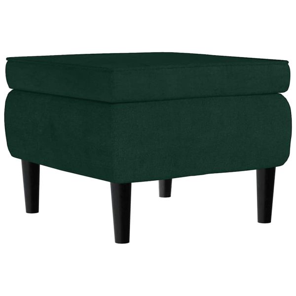 Фотьойл Wingback с табуретка, тъмнозелена, кадифе