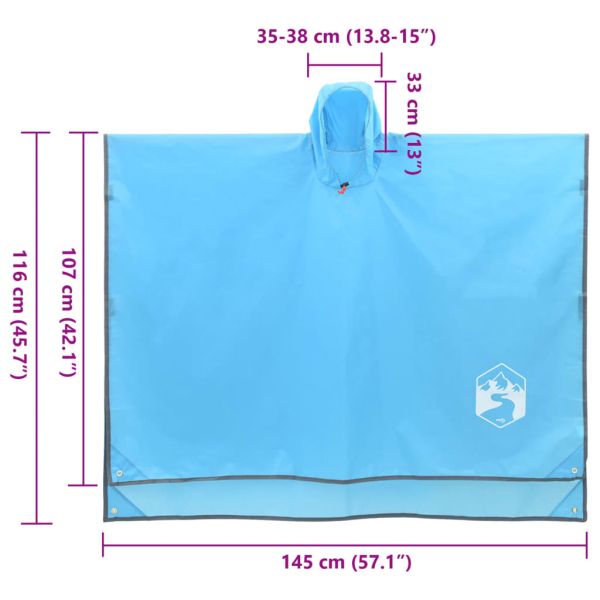Дъждовно пончо с качулка 2 в 1 дизайн синьо 223x145 см