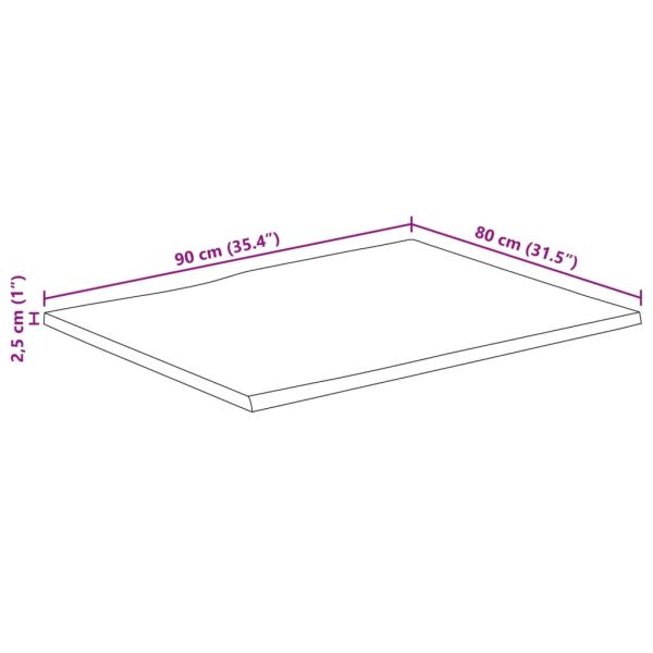 Плот за маса, 90x80x2,5 см, жив ръб, масивно дърво манго