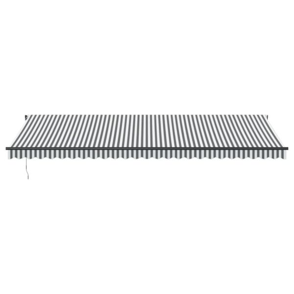 Ръчно прибираща се тента с LED, антрацит и бял, 600x350 см