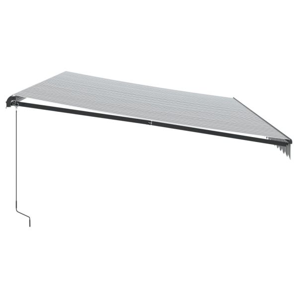 Ръчно прибираща се тента с LED, антрацит и бял, 600x350 см