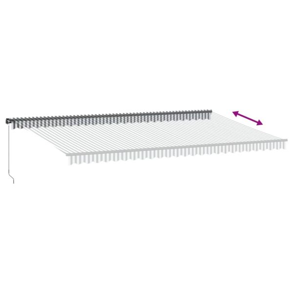 Ръчно прибираща се тента с LED, антрацит и бял, 600x350 см