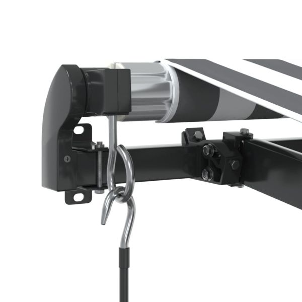 Ръчно прибираща се тента с LED, антрацит и бял, 600x350 см