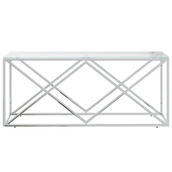 Маса за кафе 110x45x45 cм неръждаема стомана и стъкло
