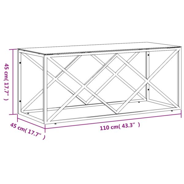 Маса за кафе 110x45x45 cм неръждаема стомана и стъкло