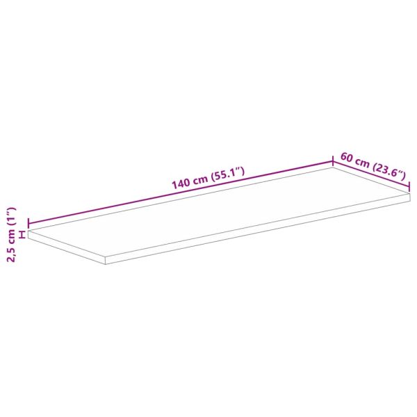Плот за маса 140x60x2,5 см правоъгълен регенерирано дърво масив