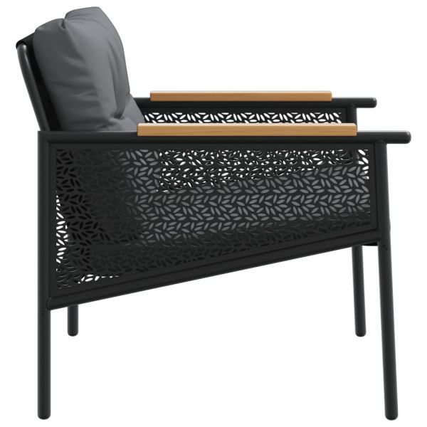 Комплект балконски мебели 4 части с възглавници черен стомана