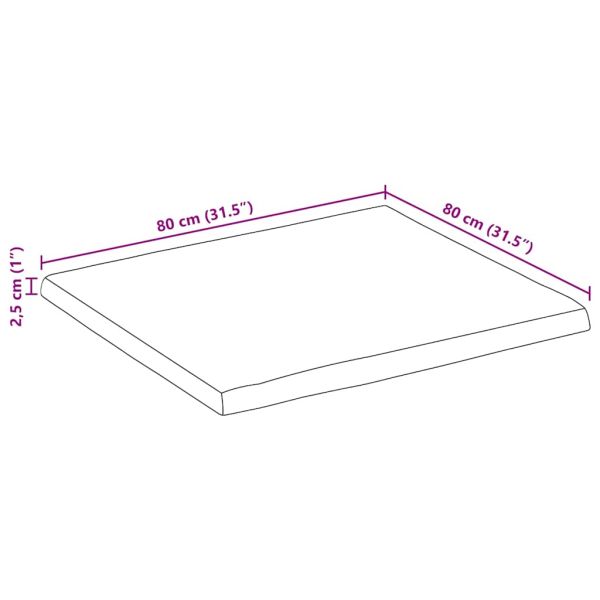 Плот за бюро 80x80x2,5 см квадратен дърво масив акация жив ръб