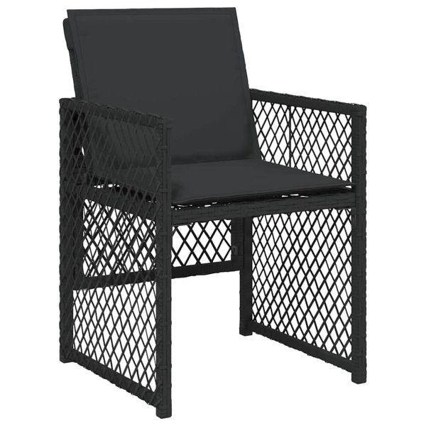 Градински комплект с възглавници 11 части полиратан черен