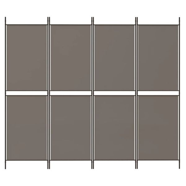 Параван за стая, 4 панела, антрацит, 200x200 cм, текстил