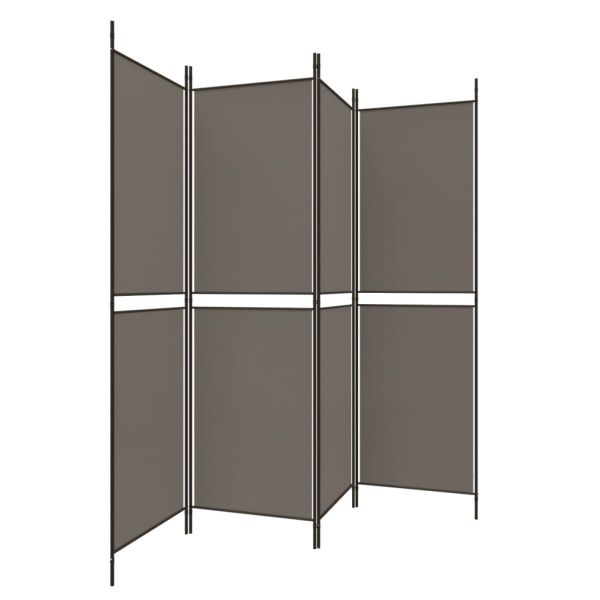 Параван за стая, 4 панела, антрацит, 200x200 cм, текстил
