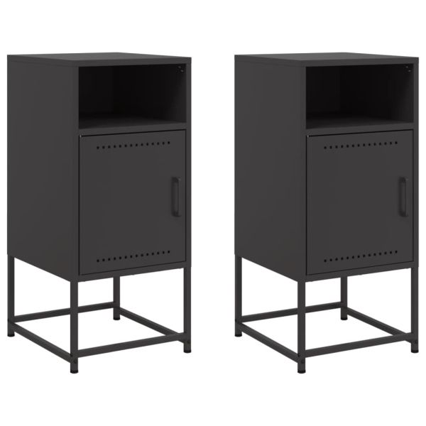 Нощни шкафчета 2 бр черен 36x39x78 см стомана
