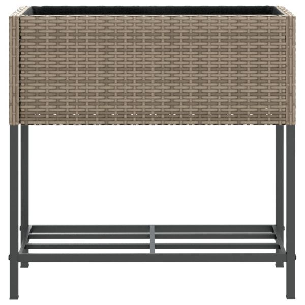 Градински плантери с рафт, 2 бр, сив, 70x28x70 см, полиратан