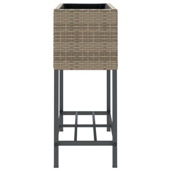 Градински плантери с рафт, 2 бр, сив, 70x28x70 см, полиратан
