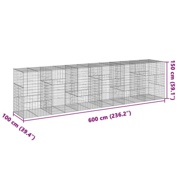 Габионна кошница с покритие, 600x100x150 см, поцинковано желязо