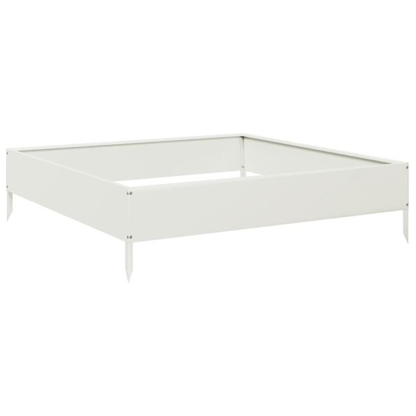 Градинско повдигнато легло, бяло, 100x100x26 см, стомана