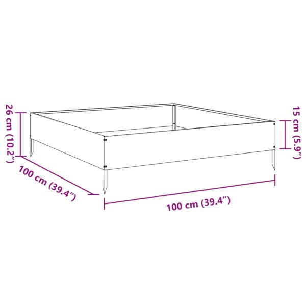 Градинско повдигнато легло, бяло, 100x100x26 см, стомана