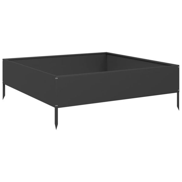 Градинско повдигнато легло, черно, 100x100x33,5 см, стомана
