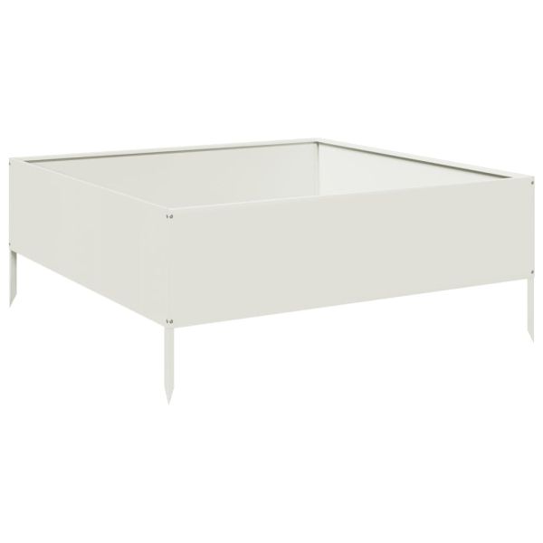 Градинско повдигнато легло, бяло, 100x100x41 см, стомана
