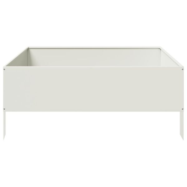 Градинско повдигнато легло, бяло, 100x100x41 см, стомана