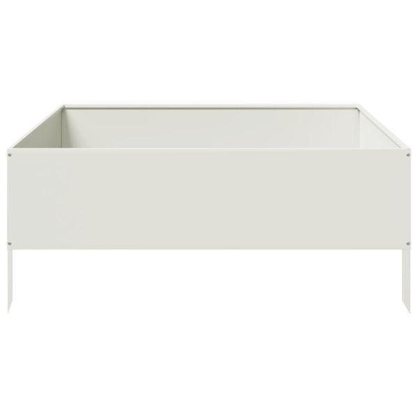 Градинско повдигнато легло, бяло, 100x100x41 см, стомана