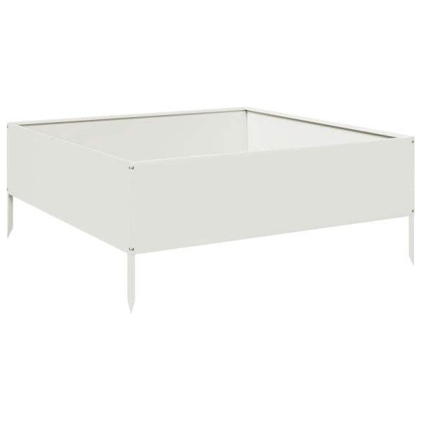 Градинско повдигнато легло, бяло, 100x100x41 см, стомана