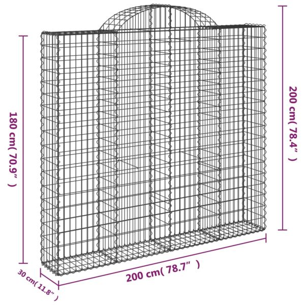 Дъговидна габионна кошница 200x30x180/200 см поцинковано желязо
