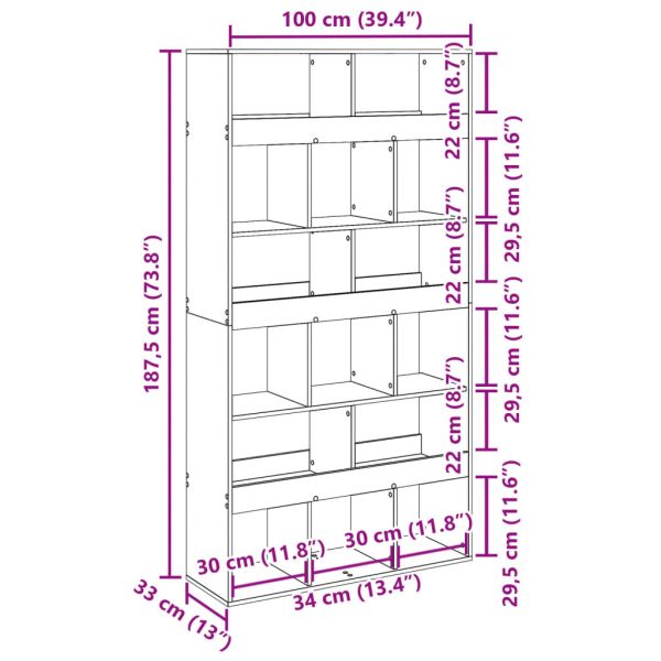 Разделител за стая опушен дъб 100x33x187,5 см инженерно дърво