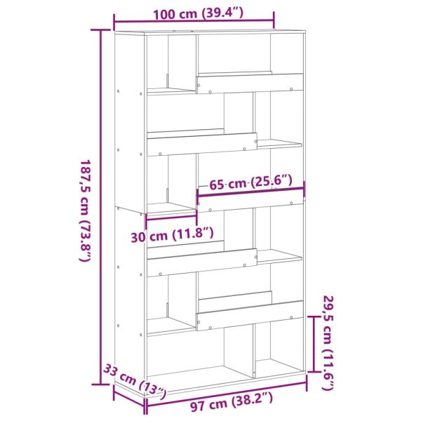 Разделител за стая сонома дъб 100x33x187,5 см инженерно дърво