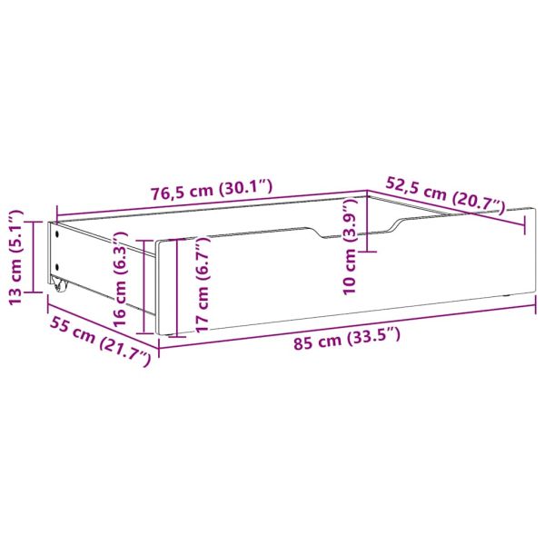 Чекмеджета за под легло 2 бр бели 85x55x17 см бор масив