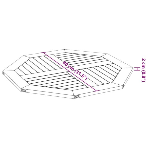 Плот за маса 80x80x2,2 см осмоъгълен масивна дървесина акация