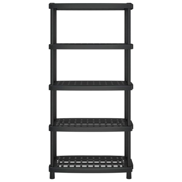 Стелаж за съхранение с 5 рафта, черен, 93,5x45,5x194,5 см, PP