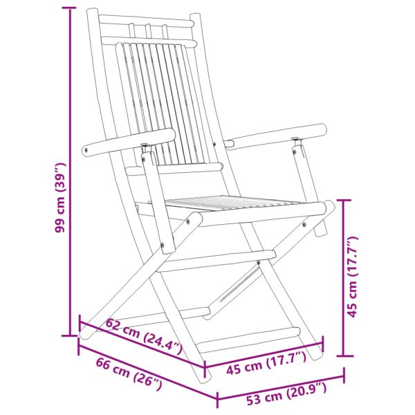 Градински трапезен комплект от 5 части, бамбук