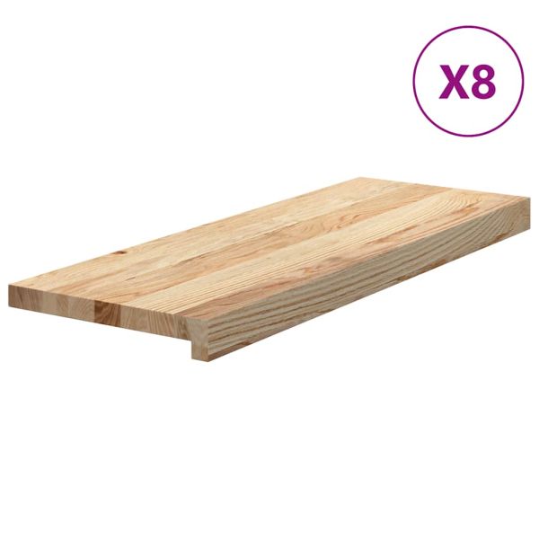 Стълбищни стъпала, 8 бр, 70x25x2 см, необработен масивен дъб
