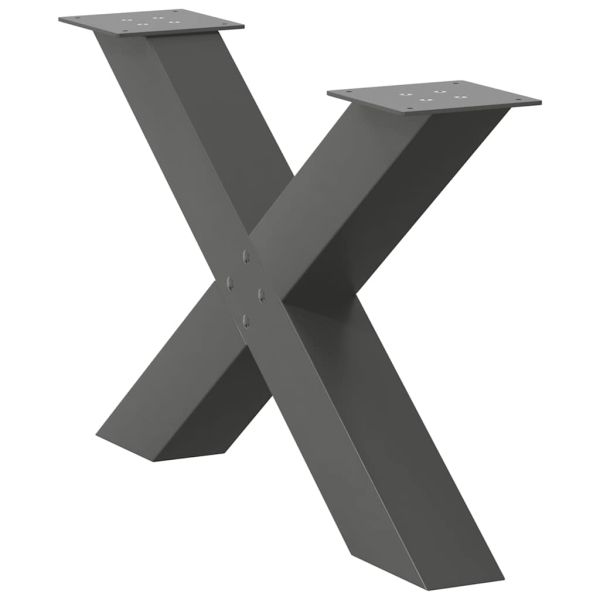 Крака за масичка за кафе, X-образни, 2 бр., антрацит, 70 x (42-43) см, стомана