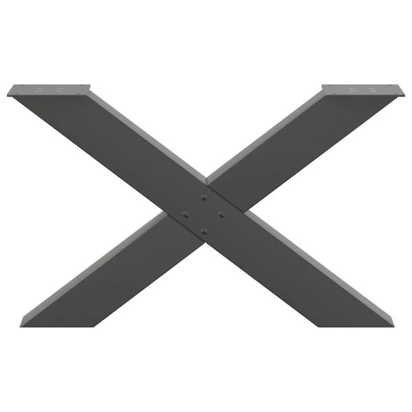 Крака за масичка за кафе, X-образни, 2 бр., антрацит, 70 x (42-43) см, стомана