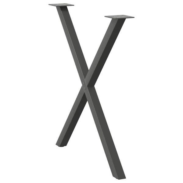 Крака за трапезна маса, X-образни, 2 бр., антрацит, 70x(72-73) см, стомана