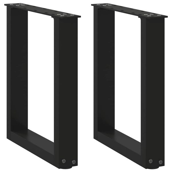Крака за масичка за кафе, U-образни, 2 бр., черни, 28 x (42-43) см, стомана