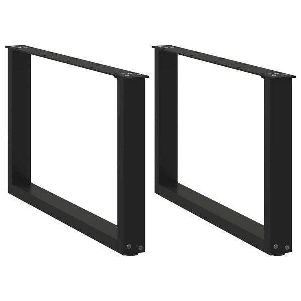 Крака за масичка за кафе, U-образни, 2 бр., черни, 60 x (42-43) см, стомана