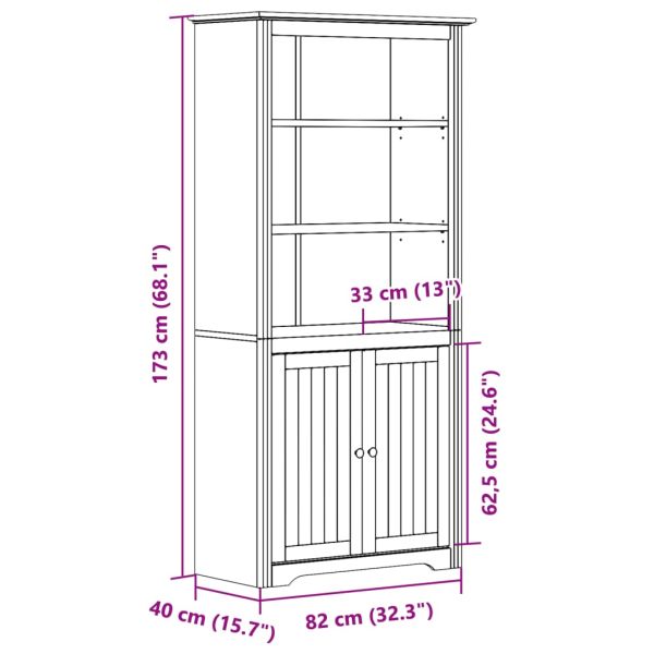 Етажерка за книги BODO сива 82x40x173 см бор масив