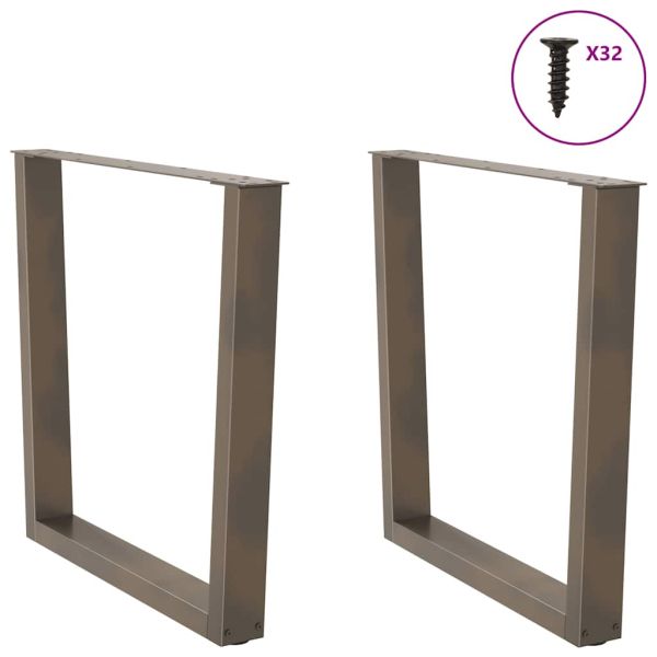 Крака за трапезна маса, V-образни, 2 бр., естествена стомана, 90 x (72-73,3) см, стомана