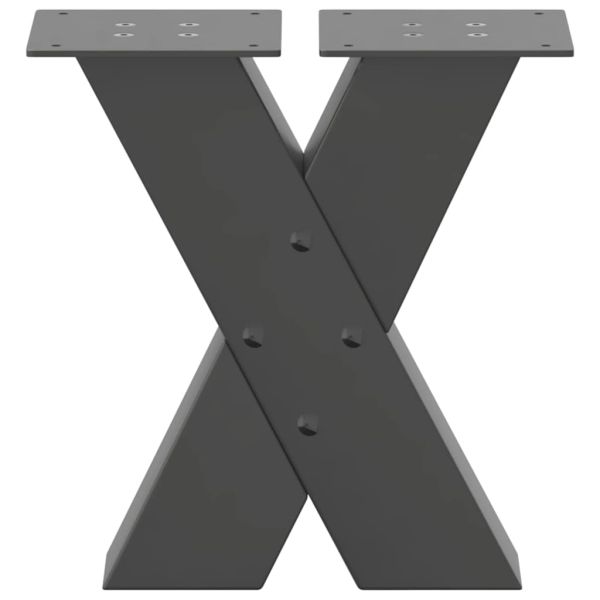 Крака за масичка за кафе, X-образни, 2 бр., антрацит, 30x(30-31) см, стомана