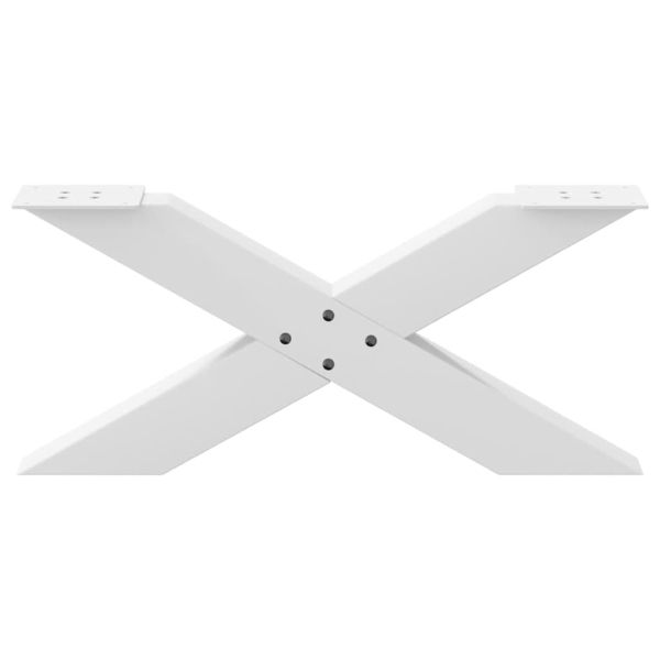 Крака за масичка за кафе, X-образни, 2 бр., бели, 70 x (30-31) см, стомана