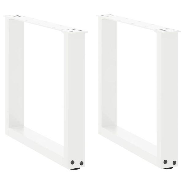 Крака за масичка за кафе, U-образни, 2 бр., бели, 50 x (42-43) см, стомана