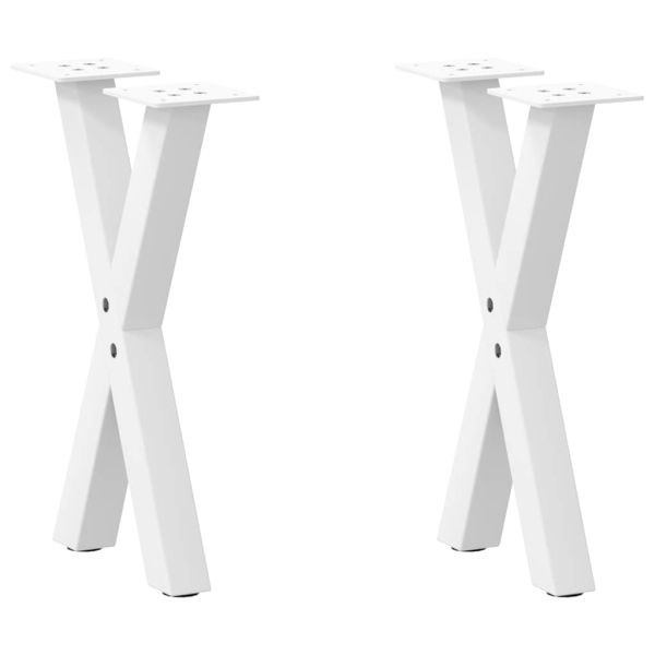 Крака за масичка за кафе, X-образни, 2 бр., бели, 28 x (42-43) см, стомана