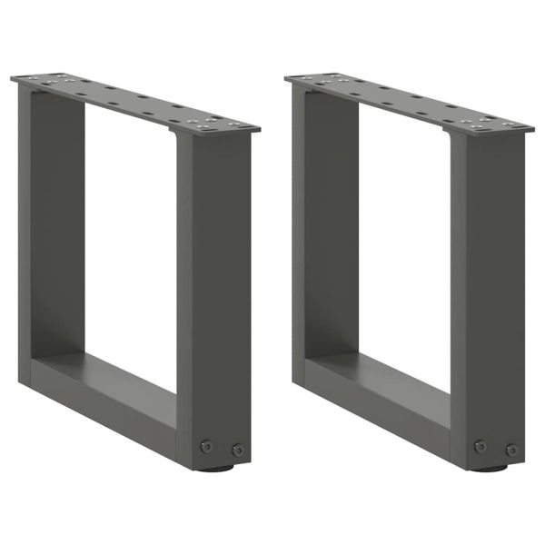 Крака за масичка за кафе, U-образни, 2 бр., антрацит, 40x(30-31) см, стомана