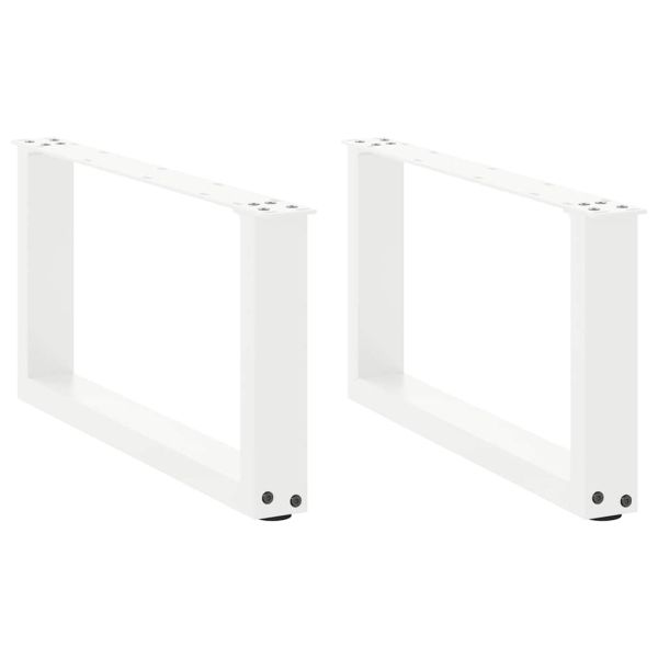 Крака за масичка за кафе, U-образни, 2 бр., бели, 60 x (30-31) см, стомана