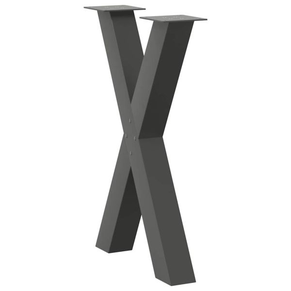 Крака за трапезна маса, X-образни, 2 бр., антрацит, 50x(72-73) см, стомана